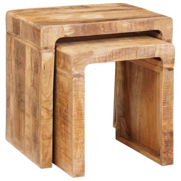 vidaXL Ένθετα τραπέζια 2 τεμ. Καφέ 46x40x46cm Στερεό ξύλο μάνγκο