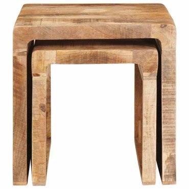 vidaXL Ένθετα τραπέζια 2 τεμ. Καφέ 46x40x46cm Στερεό ξύλο μάνγκο