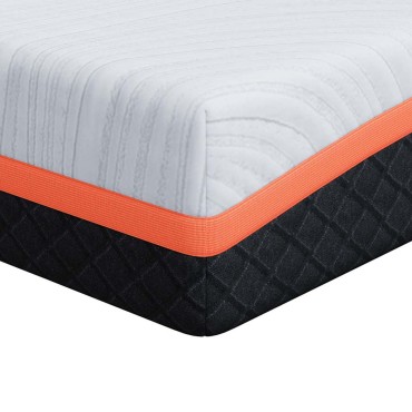 vidaXL Στρώμα Λευκό και Γκρι 140x190cm Ζακάρ ύφασμα 1 τεμ. - Διπλό