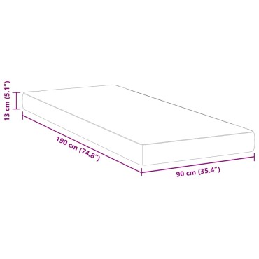 vidaXL Στρώμα Μέτριο 90x190cm Λευκό 1 τεμ. - Μονό