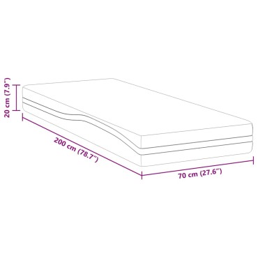 vidaXL Στρώμα Λευκό και Μαύρο 70x200cm Ζακάρ ύφασμα 1 τεμ. - Μονό