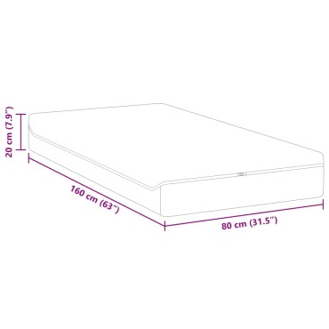 vidaXL Στρώμα Μέτρια μαλακό 80x160cm Λευκό και Γκρι 1 τεμ. - Μονό