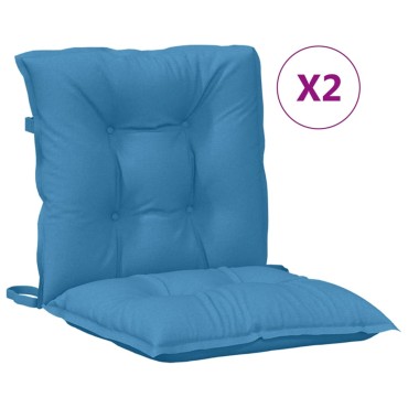 vidaXL Μαξιλάρια Καρέκλας με Πλάτη 2 τεμ. Μπλε 100x50x7cm Ύφασμα