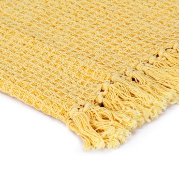 vidaXL Ριχτάρι Κίτρινο Μουσταρδί 220 x 250 εκ. Βαμβακερό