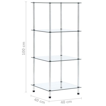 vidaXL Τραπεζάκι Σαλονιού 4 Επιπέδων Διαφανές 40x40x100cm Ψημ. Γυαλί 1 τεμ.