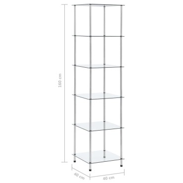 vidaXL Τραπεζάκι Σαλονιού 6 Επιπ. Διαφανές 40x40x160cm Ψημένο Γυαλί 1 τεμ.
