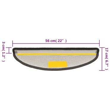 vidaXL Πατάκια Σκάλας 15 τεμ. Σκούρο Γκρι 56 x 17 x 3 εκ.