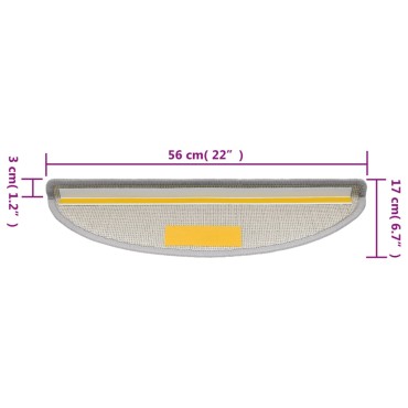 vidaXL Πατάκια Σκάλας 15 τεμ. Ανοιχτό Γκρι 56 x 17 x 3 εκ.