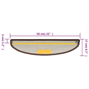 vidaXL Πατάκια Σκάλας 15 τεμ. Χρώμα Coffee Brown 56 x 17 x 3 εκ.