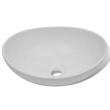 vidaXL Νιπτήρας Οβάλ Λευκός 40 x 33 εκ. Κεραμικός