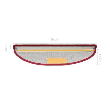 vidaXL Πατάκια Σκάλας 15 τεμ. Μπορντό 56 x 17 x 3 εκ.