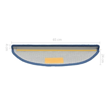 vidaXL Πατάκια Σκάλας 15 τεμ. Μπλε 65 x 24 x 4 εκ.