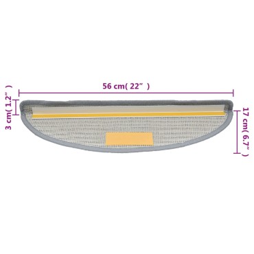vidaXL Πατάκια Σκάλας Μοκέτα 15 τεμ. Γκρι 56 x 17 x 3 εκ.
