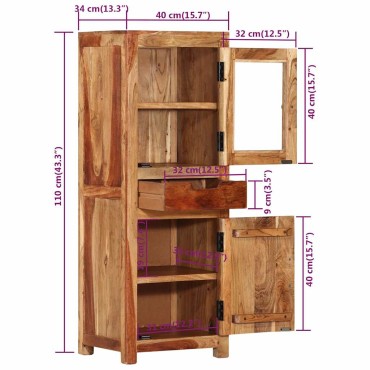 vidaXL Βιτρίνα 40x34x110cm από Μασίφ Ξύλο Ακακίας