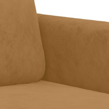 vidaXL Σαλόνι Σετ 3 τεμ. Καφέ από Βελούδο 138x77x80cm  Διθέσιος