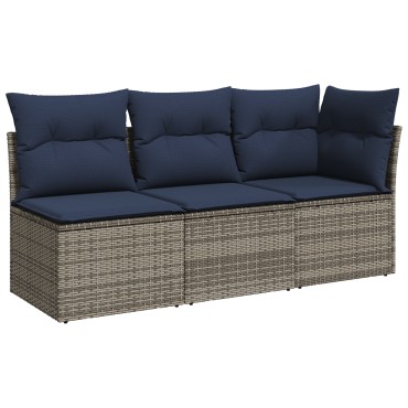 vidaXL Καναπές Κήπου με μαξιλάρι Γκρι 172x62x69cm Πολυ ράταν