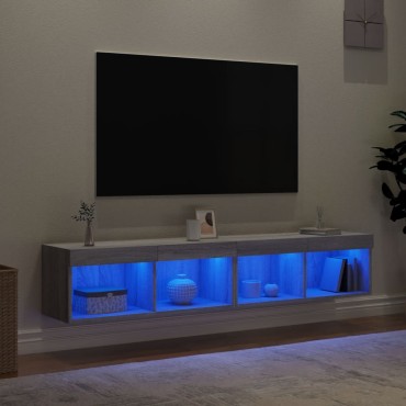 vidaXL Έπιπλα Τηλεόρασης με LED 2 τεμ. Γκρι Sonoma 80x30x30cm