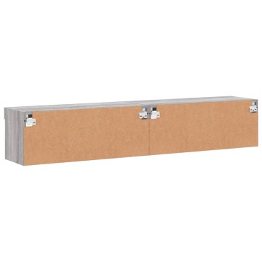 vidaXL Έπιπλα Τηλεόρασης με LED 2 τεμ. Γκρι Sonoma 80x30x30cm