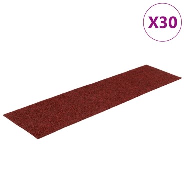 vidaXL Πατάκια Σκαλιών Αυτοκόλλητα 30 τεμ. 76x20 εκ. Μπορντό Κόκκινο Ορθογώνια