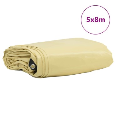 vidaXL Τέντα 650g / m² Μπεζ 5 x 8 m Καμβάς με επικάλυψη PVC