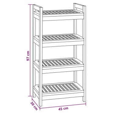 vidaXL Ράφι μπάνιου Φυσικό 45x30x97cm Στερεό Ξύλο Τίκ