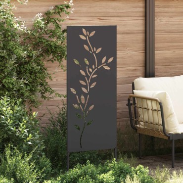 vidaXL Οθόνη Ιδιωτικότητας Κήπου Floral Μαύρο 50 x 140 εκ