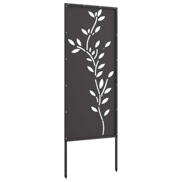 vidaXL Οθόνη Ιδιωτικότητας Κήπου Floral Μαύρο 50 x 140 εκ