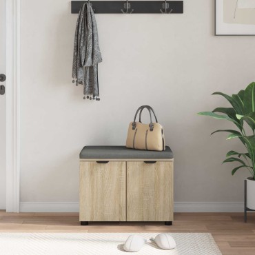 vidaXL Παγκάκι Χαλωρίου με μαξιλάρι Δρύς Sonoma 60x38x46 εκ 1 τεμ.