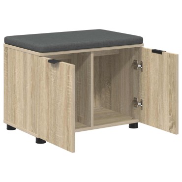 vidaXL Παγκάκι Χαλωρίου με μαξιλάρι Δρύς Sonoma 60x38x46 εκ 1 τεμ.