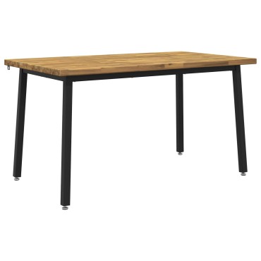 vidaXL 140x70x75cm Στερεό Ξύλο Ακακίας Λευκό και Μαύρο Ορθογώνιος