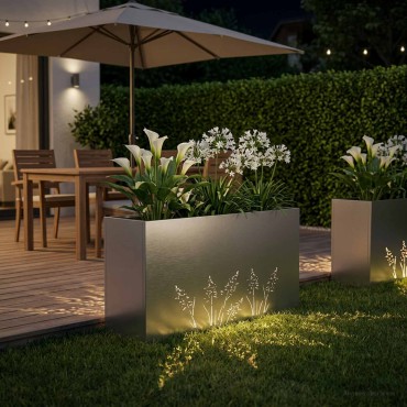 vidaXL Γλάστρα Κήπου Ασημί 100 x 30 x 49 εκ Ανοξείδωτο Ατσάλι
