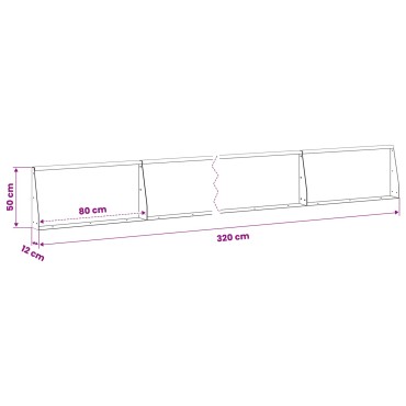 vidaXL Τοίχος Στήριξης 4 τμχ. 80 x 12 x 50 εκ. Ανοξείδωτο Ατσάλι Ασημί