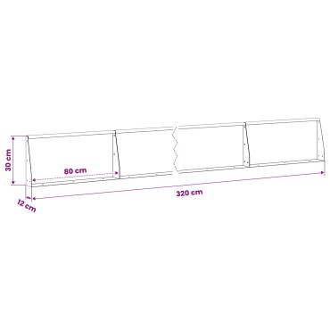 vidaXL Τοίχος Στήριξης 4 τμχ. 80 x 12 x 30 εκ Ανοξείδωτο Ατσάλι Ασημί