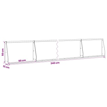vidaXL Τοίχος Στήριξης 4 τμχ. 60 x 12 x 50 εκ. Ανοξείδωτο Ατσάλι Ασημί