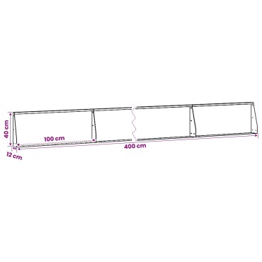 vidaXL Τοίχος Στήριξης 4 τμχ. 100 x 12 x 40 εκ Ανοξείδωτο Ατσάλι Ασημί