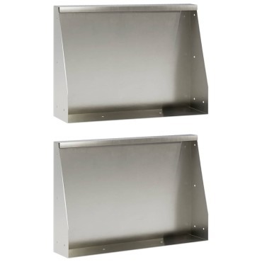 vidaXL Τοίχος Στήριξης 2 τμχ. 60 x 12 x 30 εκ Ανοξείδωτο Ατσάλι Ασημί