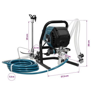 vidaXL Σπρέι βαφής χωρίς αέρα 7,6 μ Σωλήνας 220V 1,5 L/min 200 Bar