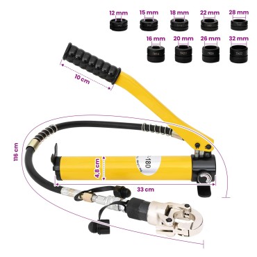 vidaXL Υδραυλικό Εργαλείο Συσφίγγων Σωλήνων 60 kN TH16-32 mm V12-28 mm