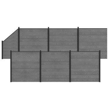 vidaXL Σετ Φράχτη 1138x186cm WPC και Αλουμίνιο Γκρι