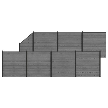 vidaXL Σετ Φράχτη 1311x186cm WPC και Αλουμίνιο Γκρι