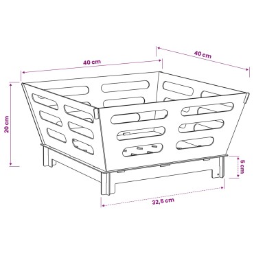 vidaXL Φωτιά Σκ rusty 40 x 40 x 20 cm Ατσάλι Σκληρυθέν στον Αέρα