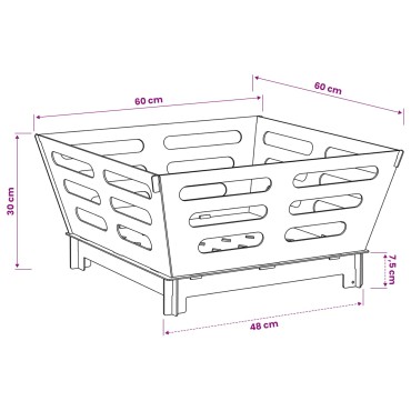vidaXL Φωτιά Μαύρο 60 x 60 x 30 cm Ατσάλι