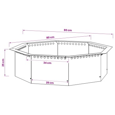 vidaXL Δαχτυλίδι φωτιάς Μαύρο 80 x 80 x 25 εκ Ατσάλι