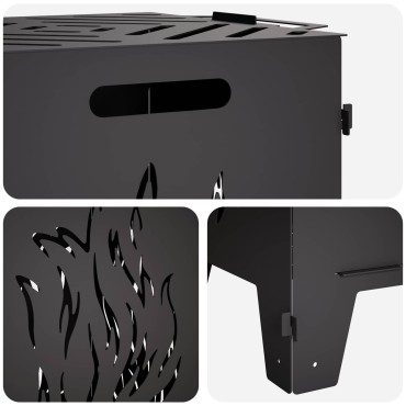 vidaXL Φωτιά Μαύρο 47 x 38 x 75 εκ. Ατσάλι