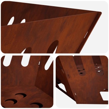 vidaXL Φωτιά Σκ rusty 80 x 80 x 28 cm Ατσάλι Σκληρυθέν στον Αέρα