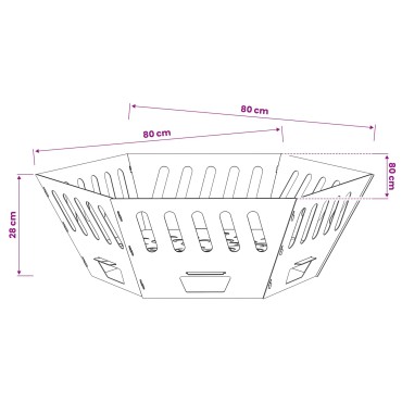 vidaXL Φωτιά Σκ rusty 80 x 80 x 28 cm Ατσάλι Σκληρυθέν στον Αέρα