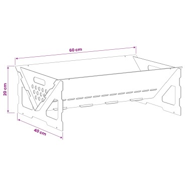 vidaXL Φωτιά Μαύρο 60 x 40 x 20 εκ. Ατσάλι