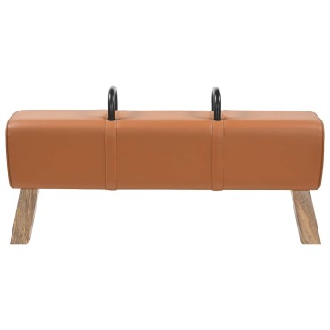 vidaXL παγκάκι Καφέ 110x30x45cm Αληθινό Δέρμα