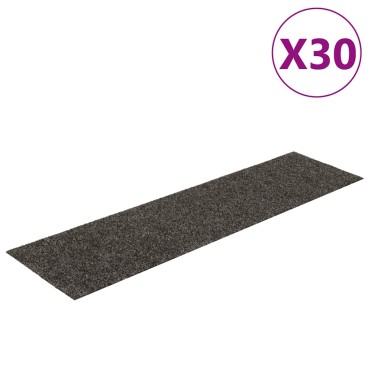 vidaXL Αυτοκόλλητα Πατάκια Σκαλιών 30 τεμ. Ανθρακί Ορθογώνια 76x20 εκ.