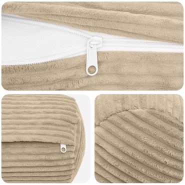 vidaXL Κάλυμμα Μαξιλαριού 2 pcs HEERLEN Taupe Ø 15 x 40 εκ κορντουρόι